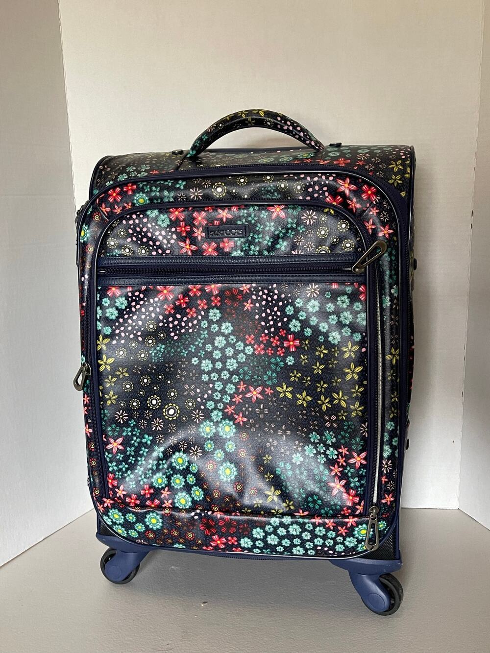 Sakroots Roller Suitcase-Navy Floral Spirit 21"-Rare Print